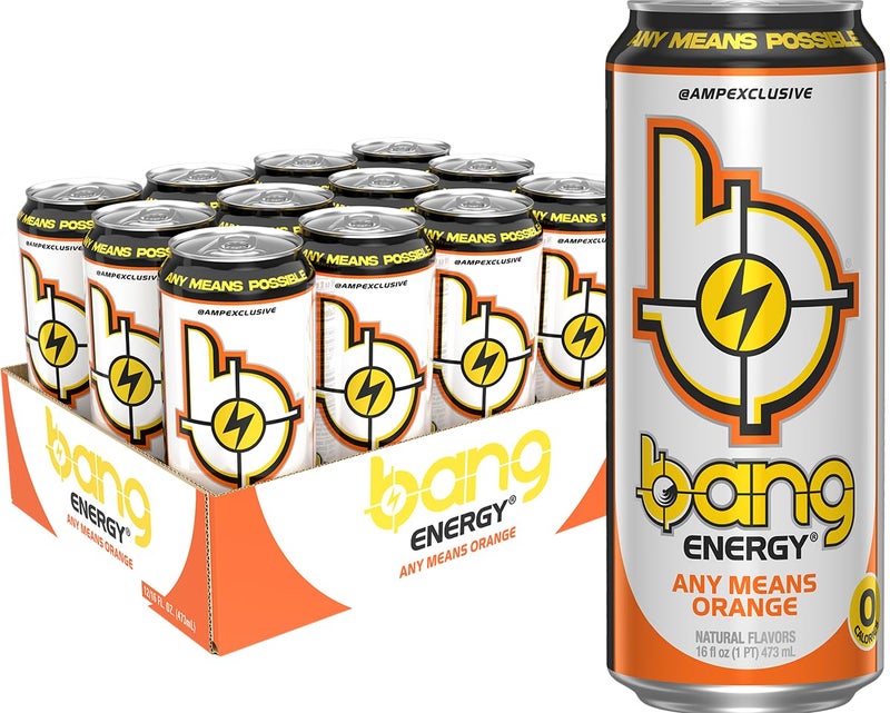 Bang Energy Any Means Orange, Zero Sugar Energy Drink, 16-Ounce (Pack of 12) - Image 1